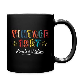 Vintage Limited Edition T-Shirt von 1957 - Tasse einfarbig - Schwarz - Rechts