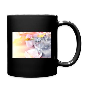 Sunlit Glassware on wedding table - Full Colour Mug - black - Right