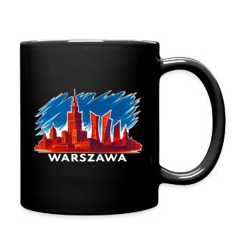 Warschau Skyline Kunst – Warszawa Silhouette - Tasse einfarbig - Schwarz - Rechts