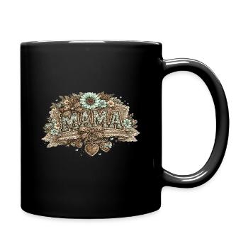 Vintage Mama Türkis | Muttertagsgeschenk - Tasse einfarbig - Schwarz - Rechts