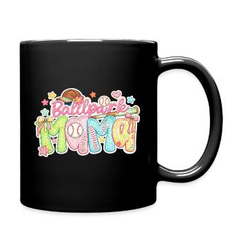 Ballpark Mama Baseball Schleife Pastell Design - Tasse einfarbig - Schwarz - Rechts