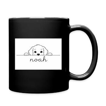 der kleine Welpe schaut Noah an. - Tasse einfarbig - Schwarz - Rechts