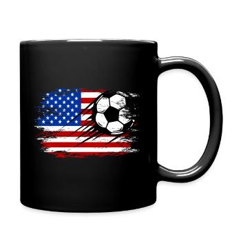 USA Flag Football used - Full Colour Mug - black - Right