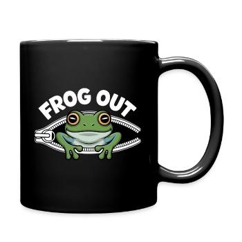 Frosch aus dem Reissverschluss - Tasse einfarbig - Schwarz - Rechts