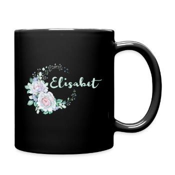 Elisabet Blütenkranz Aquarell - Tasse einfarbig - Schwarz - Rechts