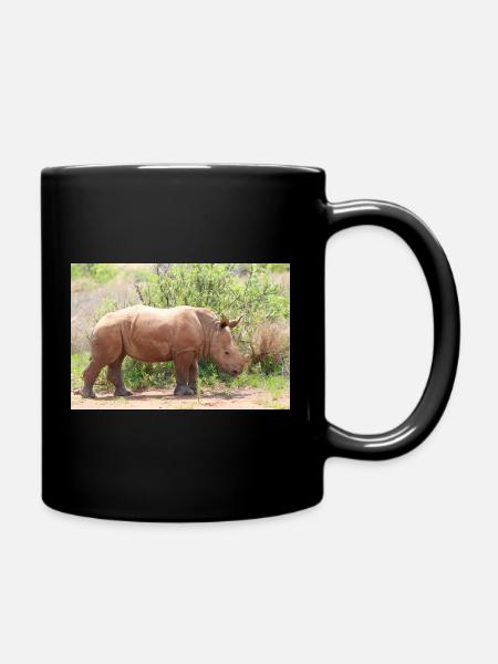 Rhino im Grasland - Tasse einfarbig - Schwarz