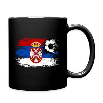 Serbien Flagge Fußball used - Tasse einfarbig - Schwarz - Rechts