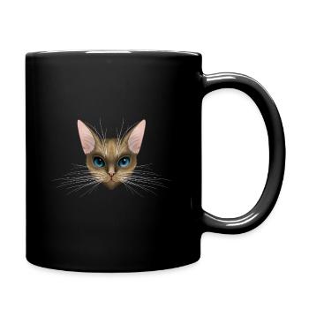 Blue Eyed Cat Portrait - Full Colour Mug - black - Right