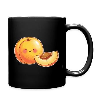 Aprikose Motiv Obst Outfit Frucht Kostüm Karneval  - Tasse einfarbig - Schwarz - Rechts