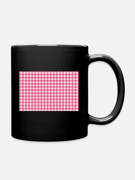 Karomuster mit Gingham Pink - Tasse einfarbig - Schwarz