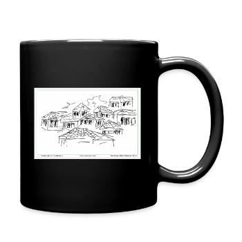 Dorfhaus-Dachlandschaft Skizze - Tasse einfarbig - Schwarz - Rechts