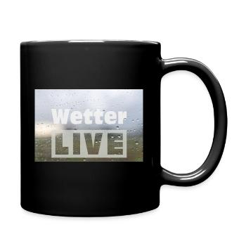 Wetter LIVE – Minimalistisches Regen Poster - Tasse einfarbig - Schwarz - Rechts