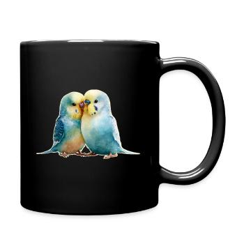 Wellensittiche - Tasse einfarbig - Schwarz - Rechts