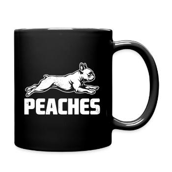 PEACHES Französische Bulldogge Laufender Hund - Tasse einfarbig - Schwarz - Rechts