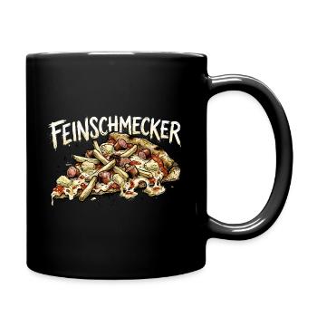 Lustige feinschmecker Pizza - Pommes Ananas Wurst - Tasse einfarbig - Schwarz - Rechts