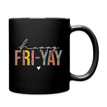 Happy Friday Leopard Letters - Full Colour Mug - black - Right
