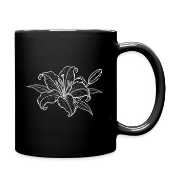 Lace Flower Ornament Pattern - Full Colour Mug - black - Right