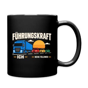 Führungskraft: Truck & Follower Sunset - Tasse einfarbig - Schwarz - Rechts