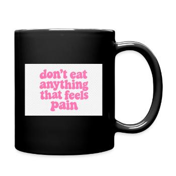 Werde vegan und rette die Tiere - Tasse einfarbig - Schwarz - Rechts