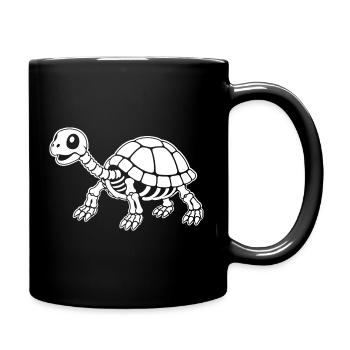 Süßes Skelett Schildkröte Cartoon Weiß Shirt - Tasse einfarbig - Schwarz - Rechts