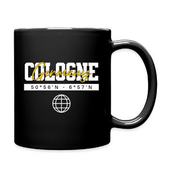 Köln Deutschland Koordinaten Reise Souvenir - Tasse einfarbig - Schwarz - Rechts