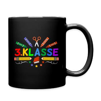 3.Klasse Geschenk Erster Schultag Schulanfang - Tasse einfarbig - Schwarz - Rechts