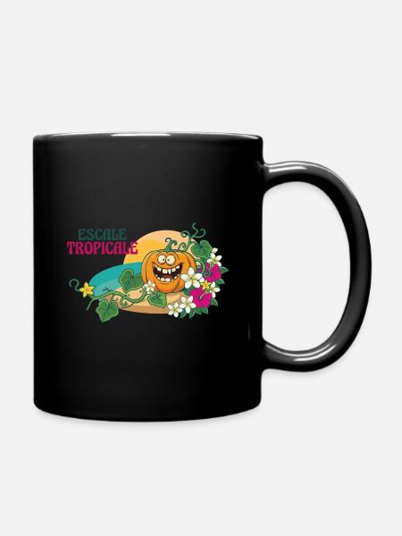 Paradise Tropical Pumpkin Exotische Blumen - Tasse einfarbig - Schwarz