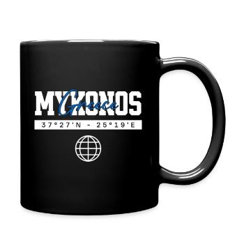 Mykonos Griechenland Koordinaten Reise Souvenir - Tasse einfarbig - Schwarz - Rechts