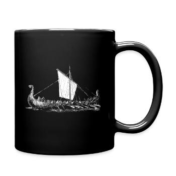 Viking motif> Viking boat - long ship - Full Colour Mug - black - Right