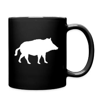 Wildschwein weiß - Tasse einfarbig - Schwarz - Rechts