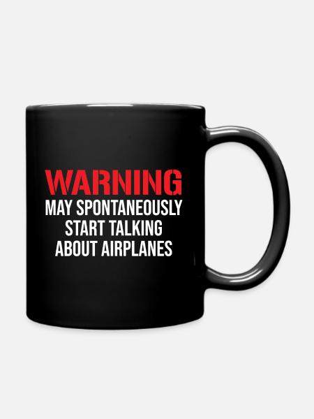 Talking About Airplanes Funny Mechanic T-Shirt - Full Colour Mug - black