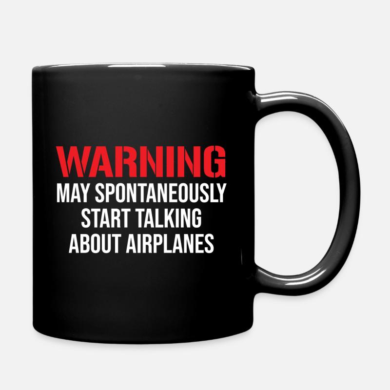 Talking About Airplanes Funny Mechanic T-Shirt - Full Colour Mug - black