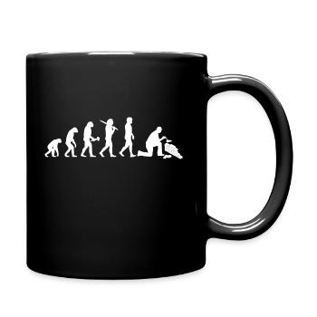 Maurer Evolution Mauerwerk Bauarbeiter Geschenk - Tasse einfarbig - Schwarz - Rechts