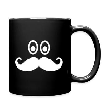 Barbe moustache - Mug uni - noir - Droite