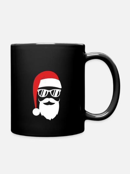 Hipster Santa Weihnachtsgeschenk Bart Nikolaus - Tasse einfarbig - Schwarz