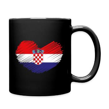 Croatia heart flag coat of arms home gift - Full Colour Mug - black - Right