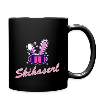 Apres Ski Skihaserl Skihasen Skihäschen - Tasse einfarbig - Schwarz - Rechts