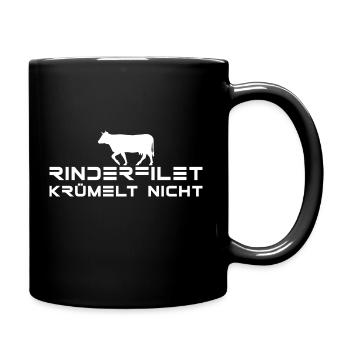 Rinderfilet krümelt nicht! grillen, Geburtstag Fun - Tasse einfarbig - Schwarz - Rechts
