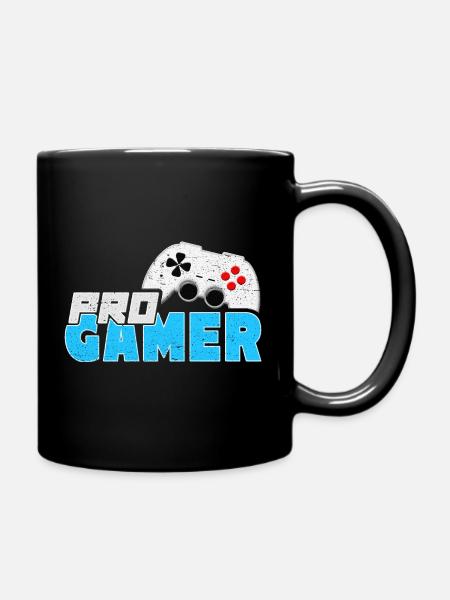 Pro Gamer blau mit Gamepad - Tasse einfarbig - Schwarz