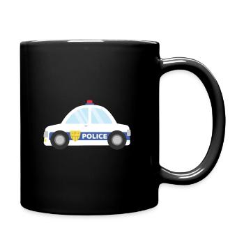 Cute White Police Car Vehicle - Full Colour Mug - black - Right