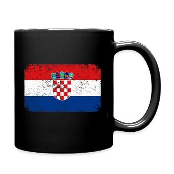 Croatia flag Vintage Adria Croatian used look - Full Colour Mug - black - Right