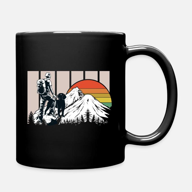 Berge Hund Wandern Gassi - Tasse einfarbig - Schwarz