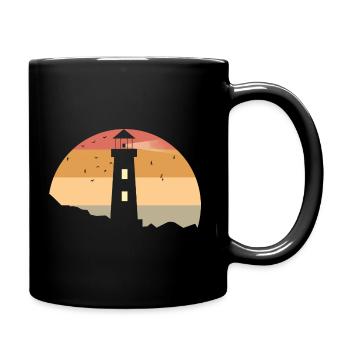 Leuchtturm,Leuchtturm im Meer - Tasse einfarbig - Schwarz - Rechts