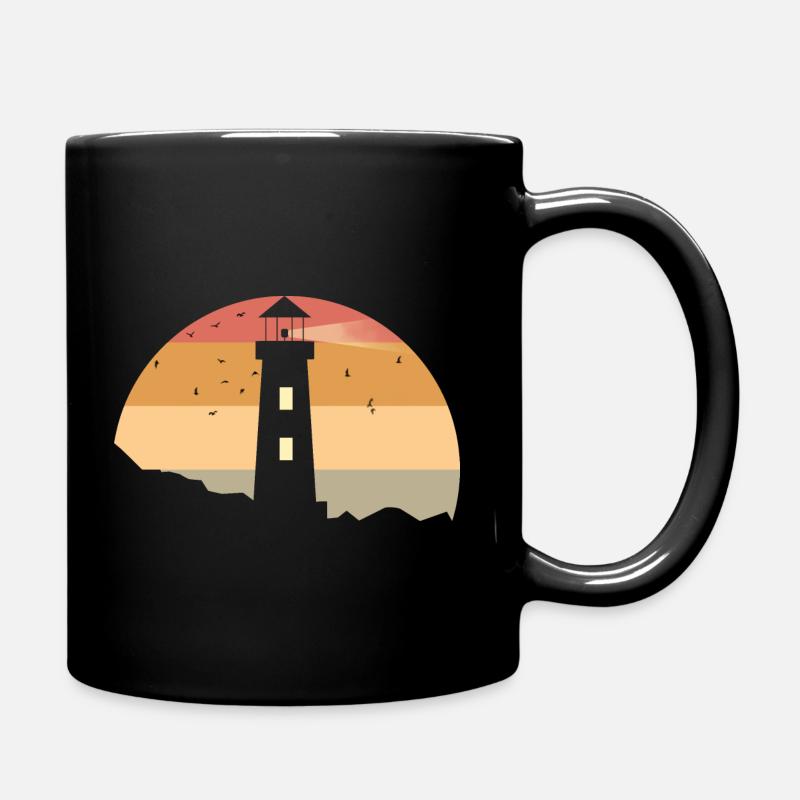 Leuchtturm,Leuchtturm im Meer - Tasse einfarbig - Schwarz
