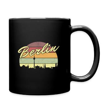 Berlin Bär Berliner Vintage Sonne Skyline Retro - Tasse einfarbig - Schwarz - Rechts