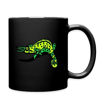 Chamäleon Echse Reptil dreifarbig - Tasse einfarbig - Schwarz - Rechts