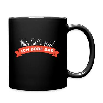 Mein Gotti sagt ich darf das Geschenk - Tasse einfarbig - Schwarz - Rechts