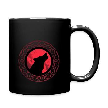 Wikinger Odin Wolf Geri Freki Midgard Grafik Männe - Tasse einfarbig - Schwarz - Rechts