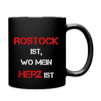 Rostock ist wo mein Herz ist Stadt Geschenk - Tasse einfarbig - Schwarz - Rechts