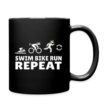 Licornes Triathlètes à la natation Vélo de course - Mug uni - noir - Droite